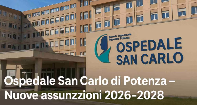 Facciata dell’Ospedale San Carlo di Potenza, sede dei nuovi concorsi pubblici 2026-2028