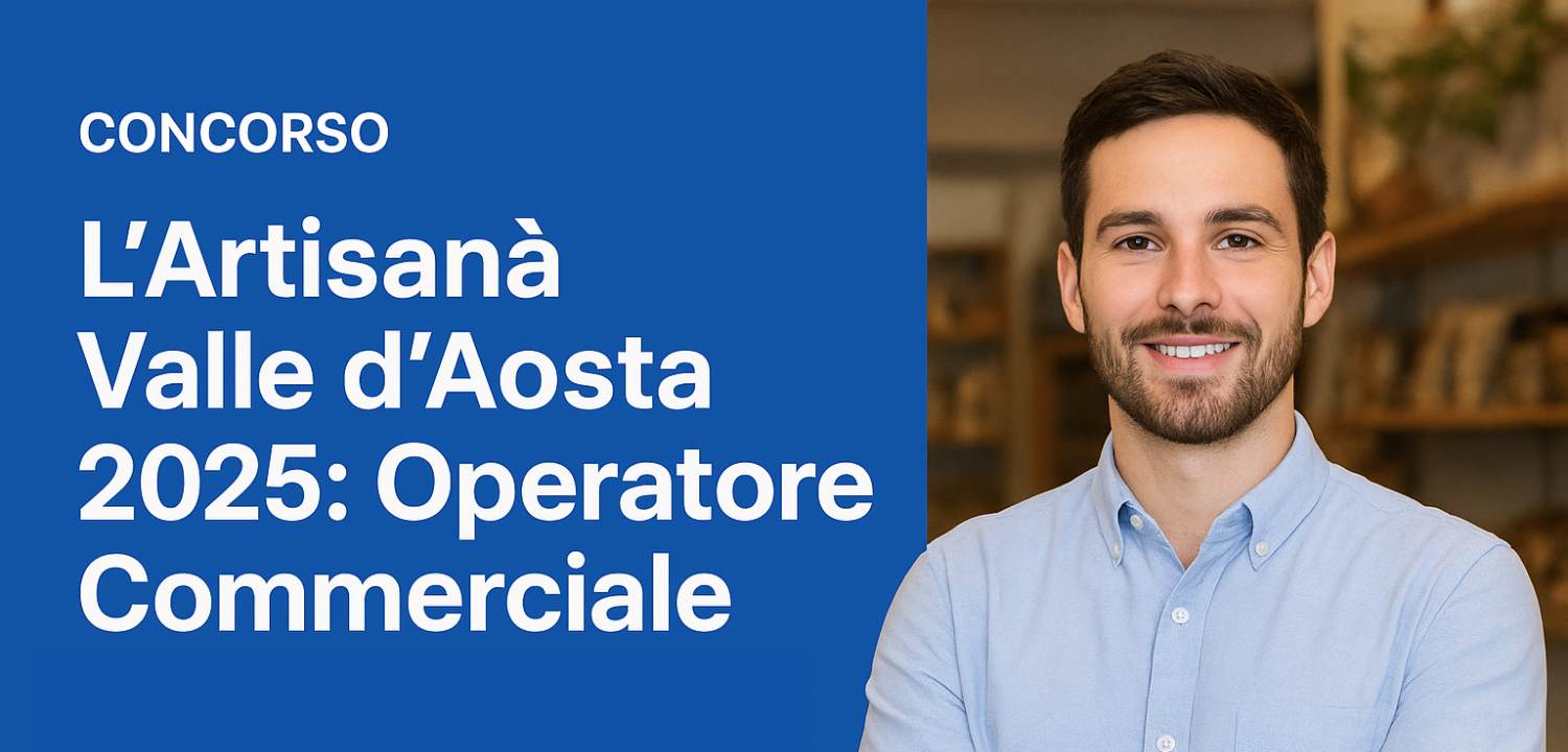 Giovane candidato sorridente per il concorso L’Artisanà Valle d’Aosta 2025 come operatore commerciale.