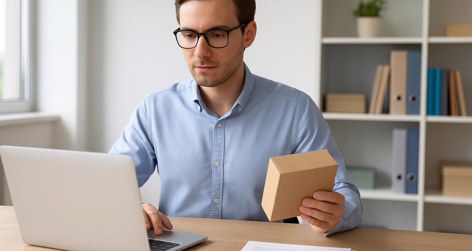Giovane professionista in ufficio che lavora come buyer analizzando fornitori e contratti per Leonardo Global Solutions