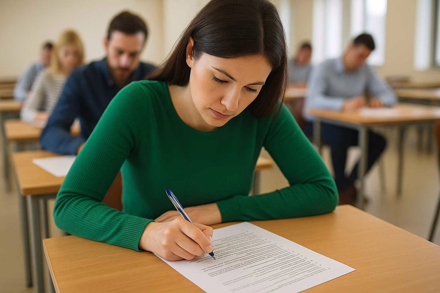 Persona che svolge la prova scritta di un concorso pubblico