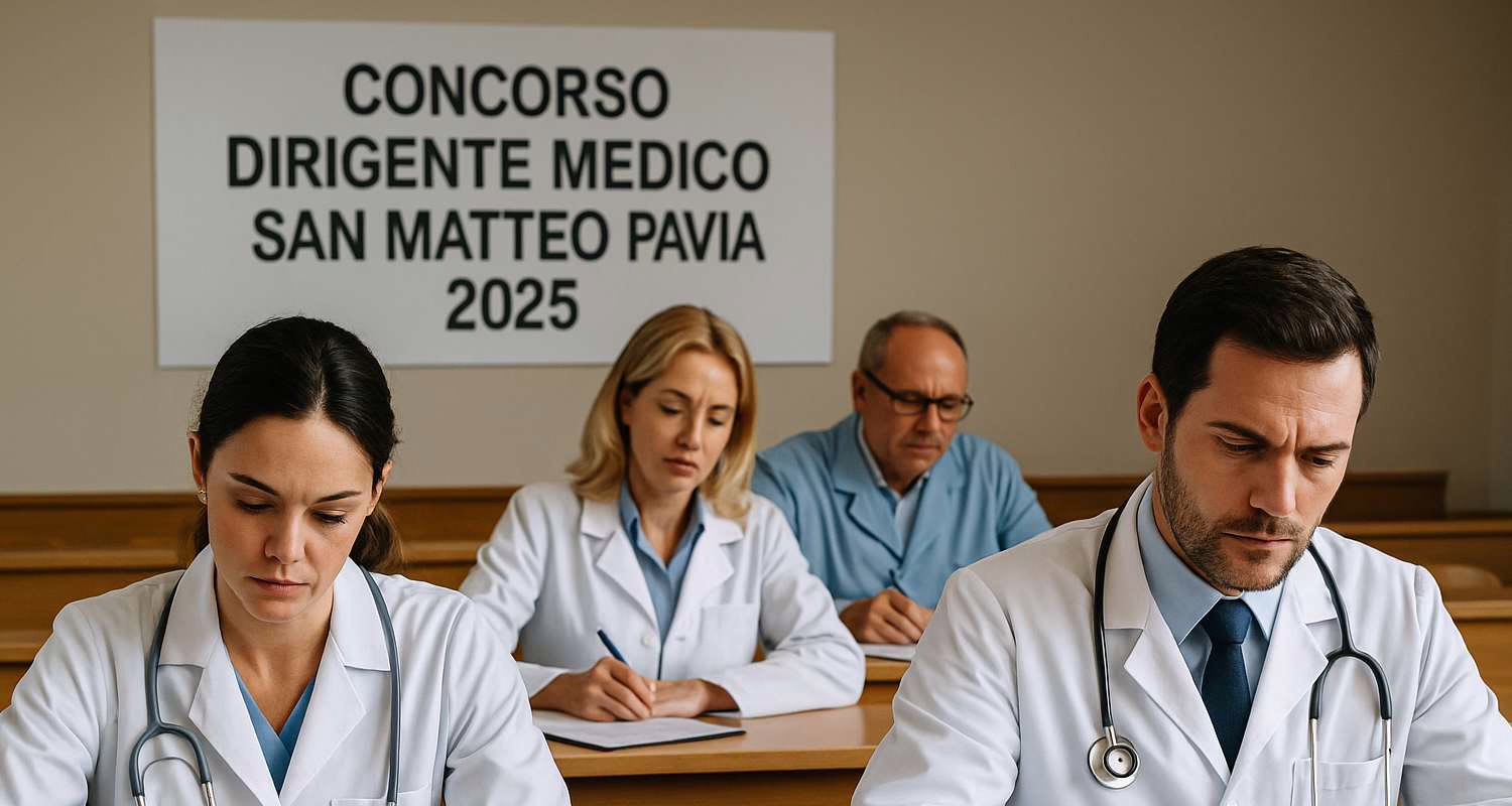 Medici in aula durante un concorso pubblico ospedaliero a Pavia