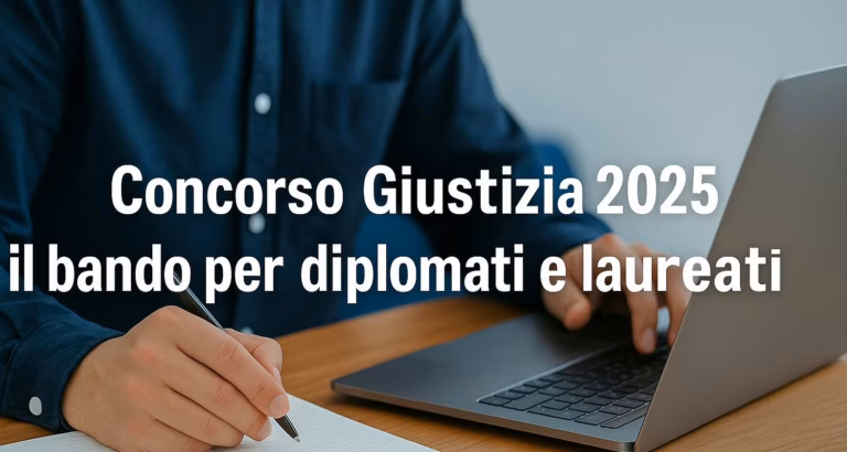Candidato studia al computer per il Concorso Giustizia 2025