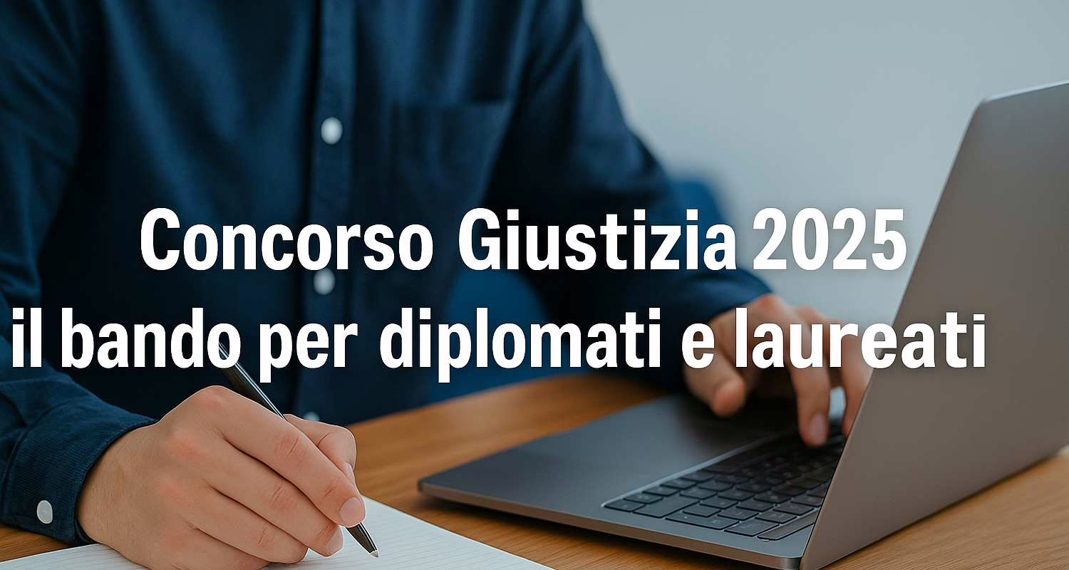 Candidato studia al computer per il Concorso Giustizia 2025