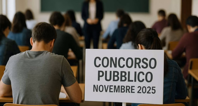 Candidati durante un concorso pubblico in aula in Italia