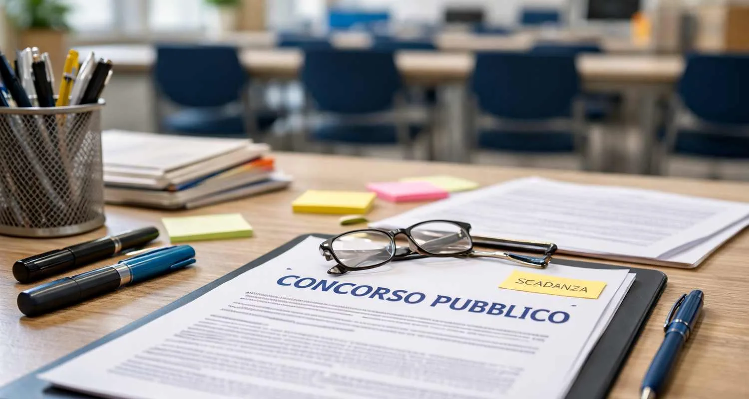 Scrivania vuota con documenti di concorso