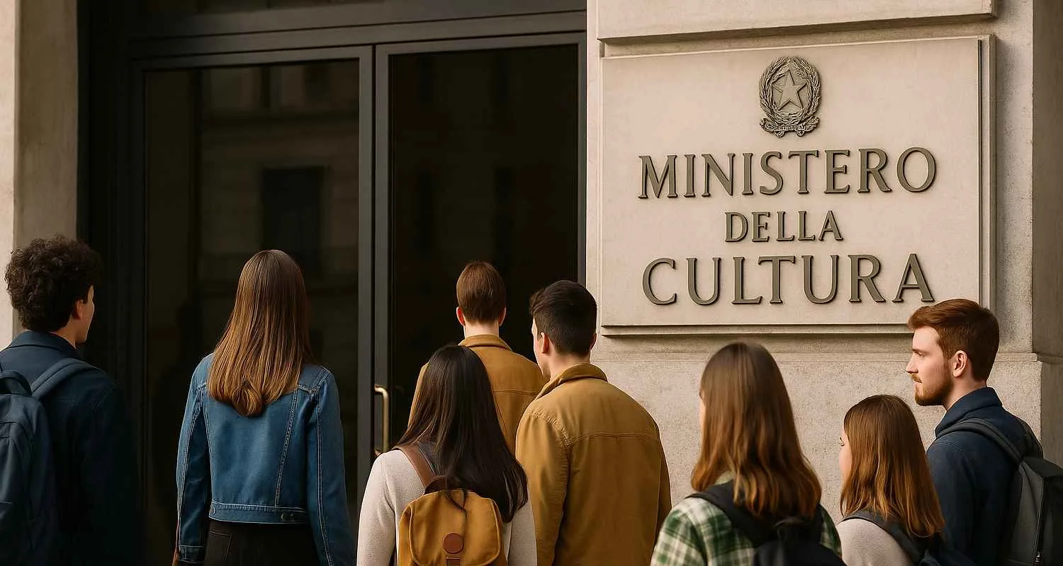 Candidati davanti alla sede del Ministero della Cultura
