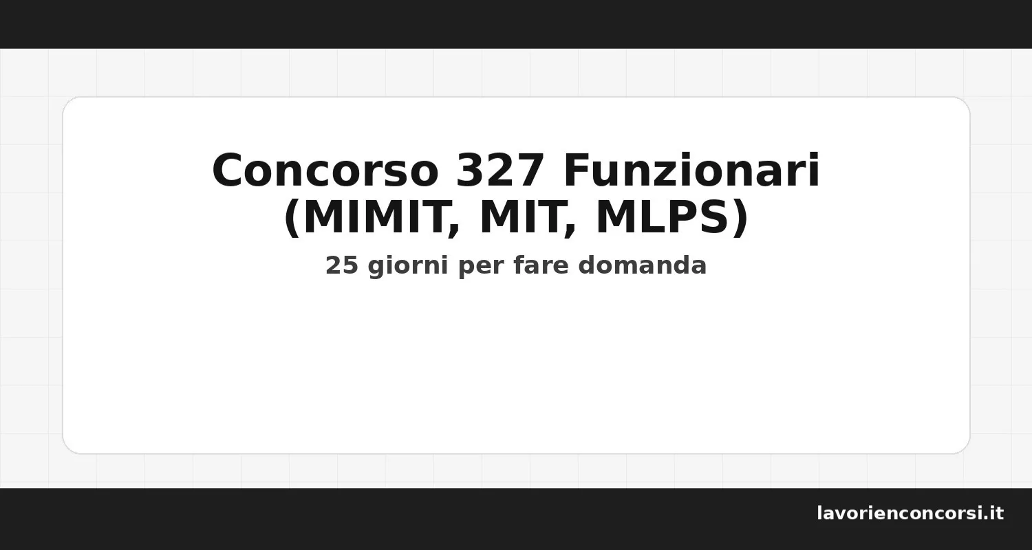 Concorso 327 funzionari Ministeri: MIMIT, MIT e MLPS, prova a quiz e scadenza gennaio 2026