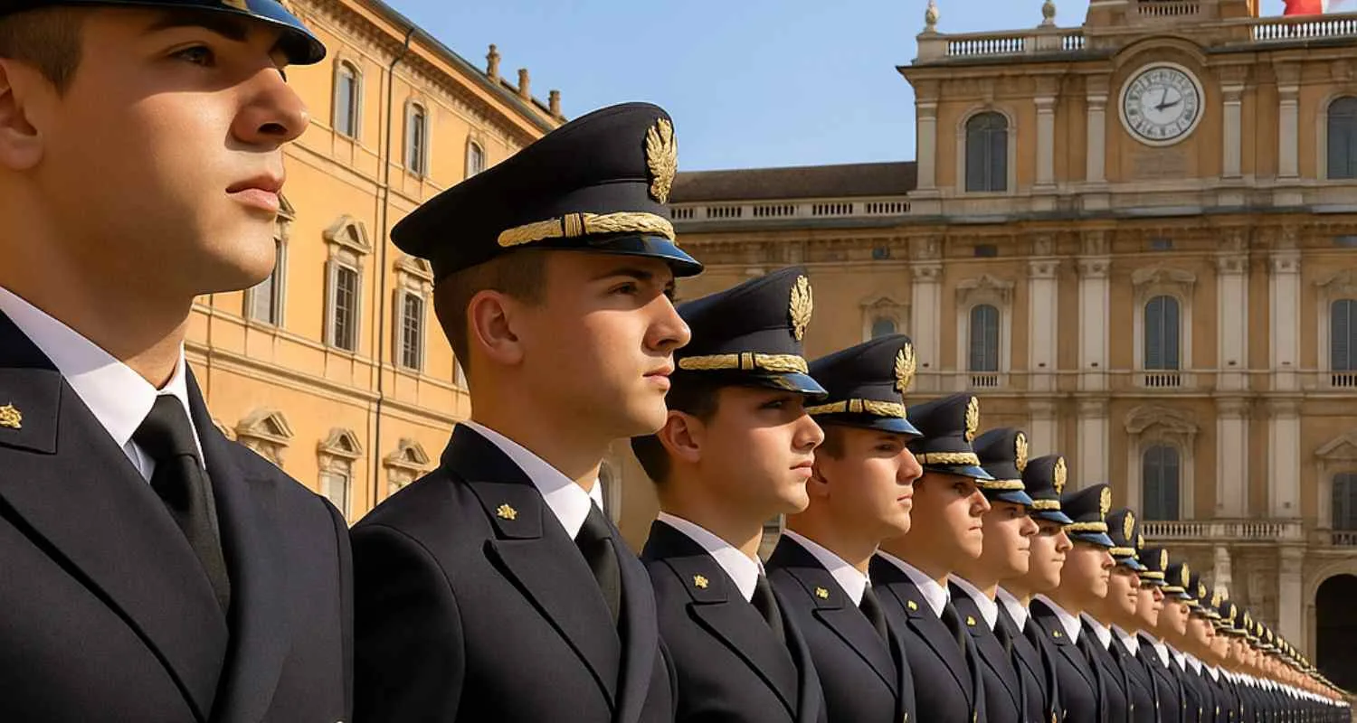 Allievi dell'Accademia Militare dell'Esercito in uniforme a Modena