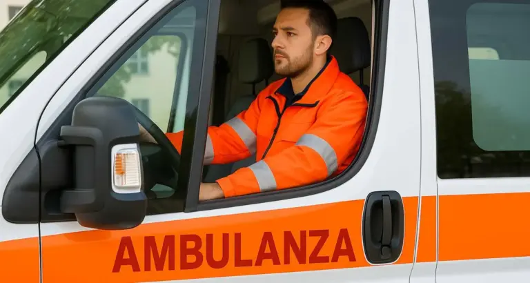 Autista alla guida di ambulanza del 118 in Puglia