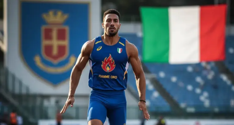 Atleta delle Fiamme Oro Polizia di Stato durante una competizione di judo.