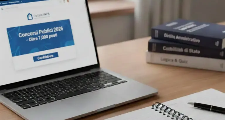 Ricerca bandi di concorso pubblico 2026 su laptop con lista di selezione strategica