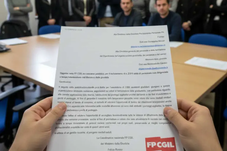 La FP CGIL richiede chiarimenti urgenti al Ministero della Giustizia sul concorso per 2.970 unità.