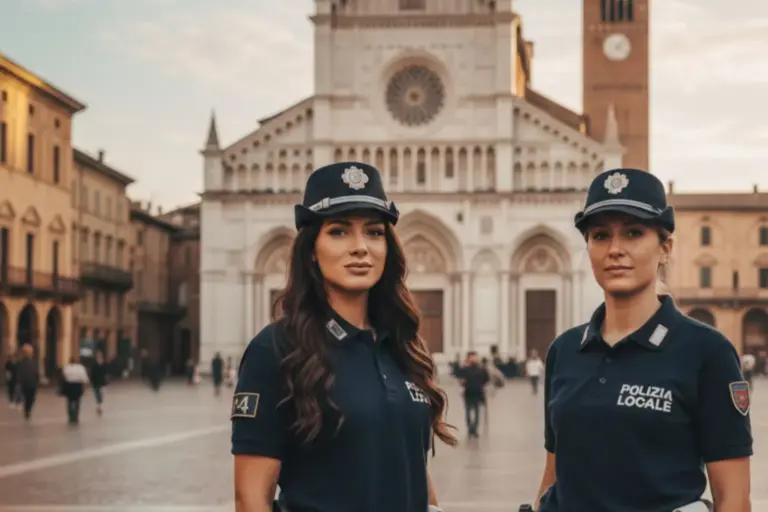 Agenti di Polizia Locale in Piazza Grande a Modena