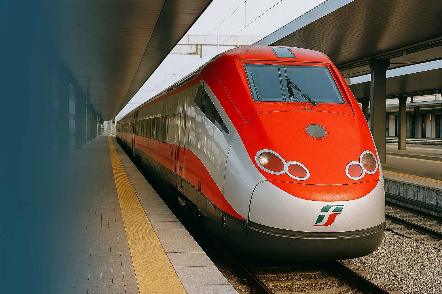 Treno Trenitalia in stazione moderna
