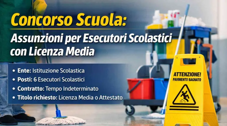 Concorso scuola per esecutori scolastici addetti alle pulizie con licenza media