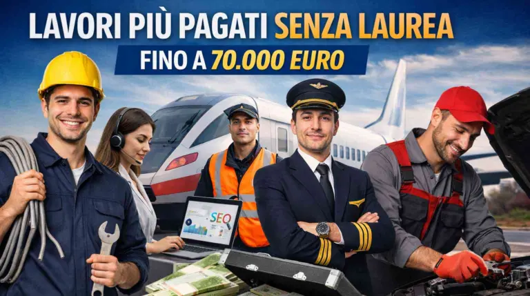 Lavori più pagati senza laurea in Italia tra digitale, mestieri tecnici e professioni con stipendi alti