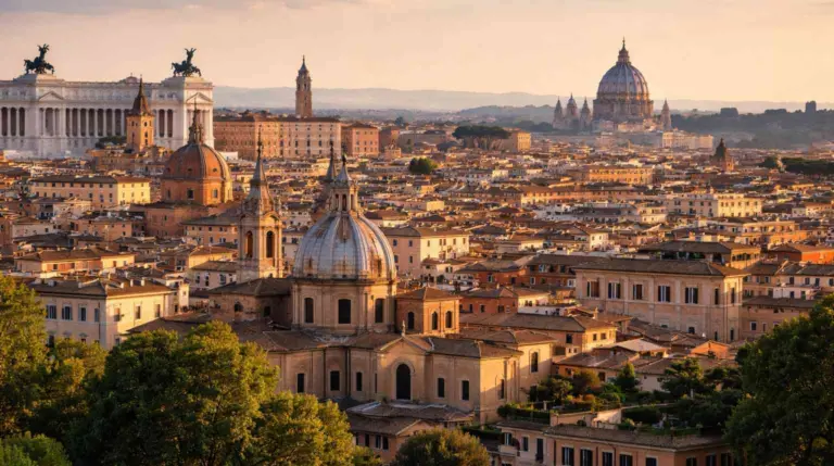 Panorama di Roma Capitale con vista sui principali monumenti della città